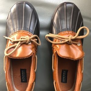 Sperry Saltwater 1-Eye Duck Booties Womens 7 black/tan